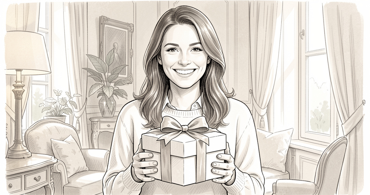Femme de 30 ans ouvrant un coffret cadeau personnalisé dans un intérieur élégant