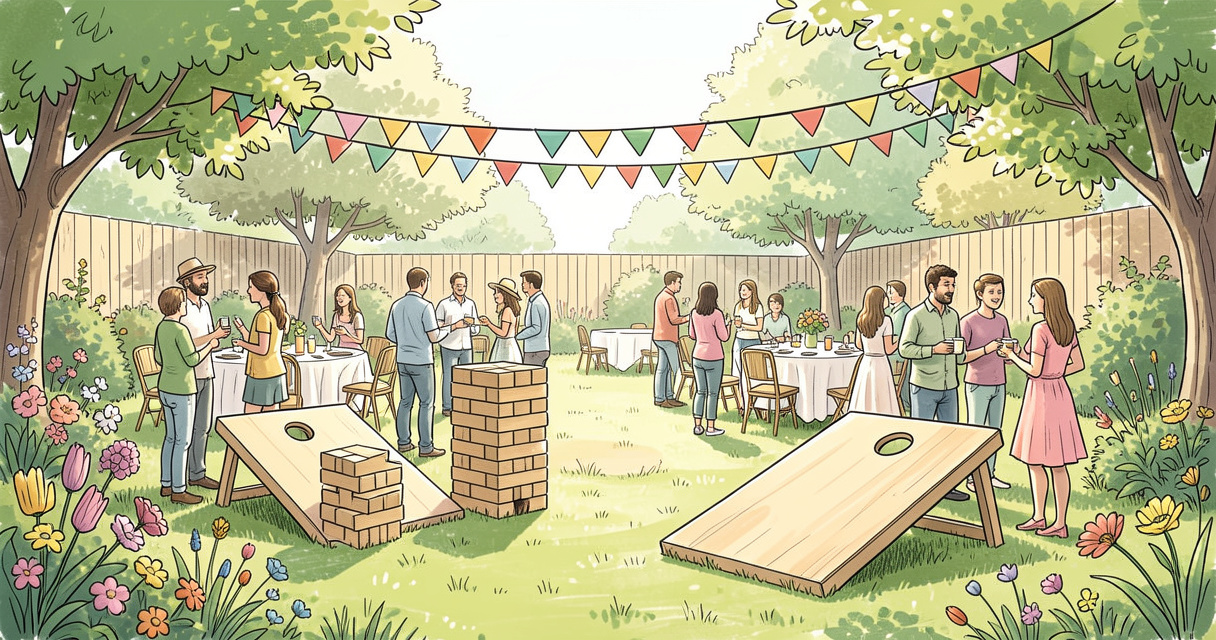 Jeu de Jenga géant en extérieur pour animation anniversaire adulte entre amis