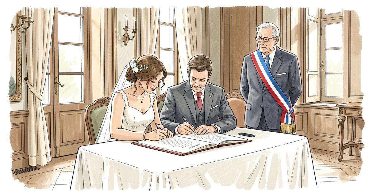 Mariage civil en mairie : les époux échangent leurs alliances devant le maire