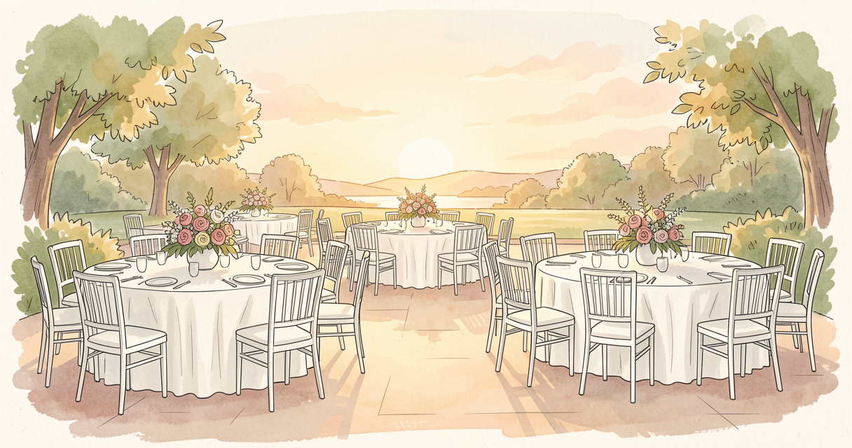 Rétroplanning mariage : terrasse de réception décorée avant le jour J